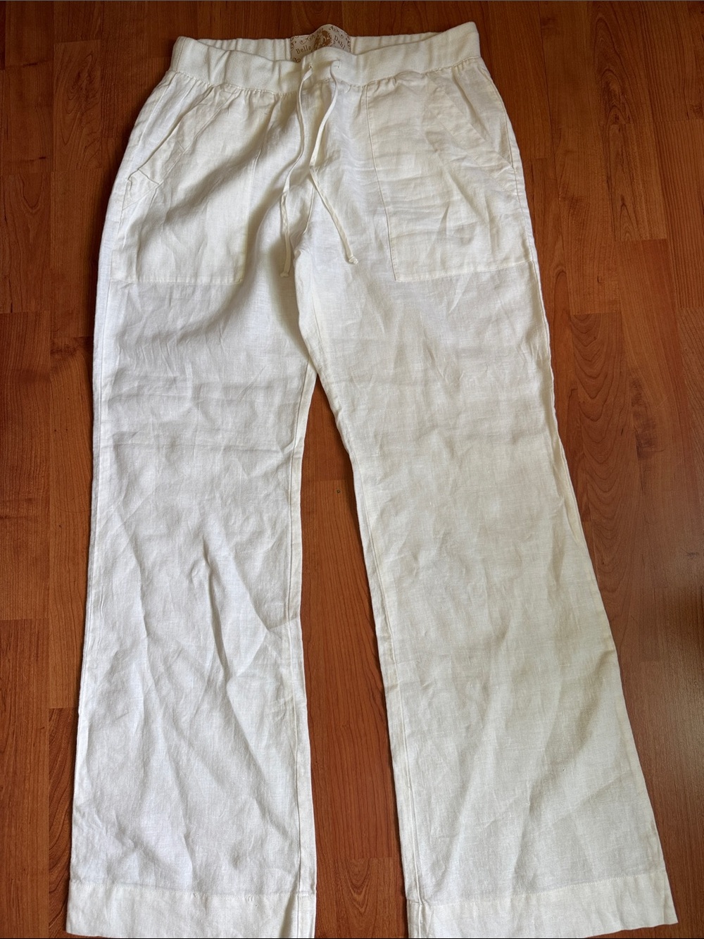 Bella Dahl 100% Linen White Drawstring Pants/ Summer Pants